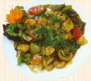 Krewetki z grzybami 350g