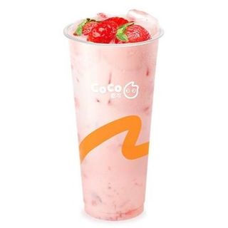 Leche fresca con fresa