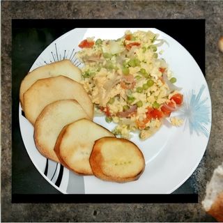 Fried Yam And Egg Sauce