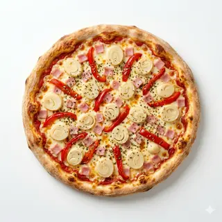 Pizza De Jamón Con Pimientos y Palmitos (30 Cm.)