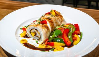 Rulou de pui cu piure de trufe si salata de ardei copt 550g