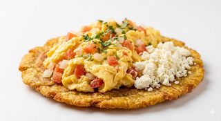 Patacón Con Queso Y Huevos Pericos
