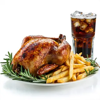 Pollo Asado (1 Ud.) + Refresco + Patatas + Pan