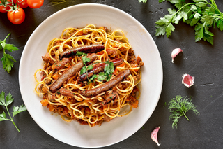 Spaghetti ou plume Merguez