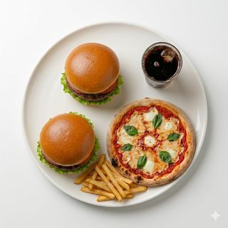 Menú 1 Pizza Mediana Y 2 Hamburguesas