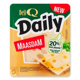 Сир Deli Q DAILY Маасдам 45% з коров'ячого молока, слайси (150г)