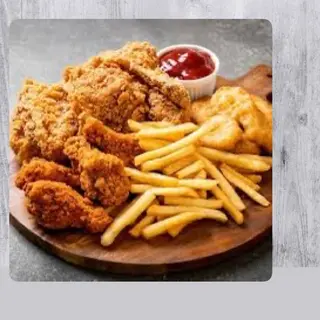 Pica pollo con patatas frita 
