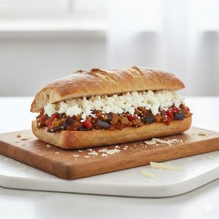 Pani cunzatu con caponata