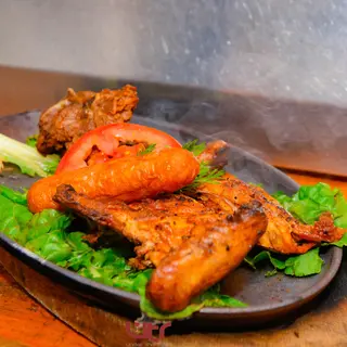 Grilled Lamb Chops, Chicken, Pork Chops & a Sausage