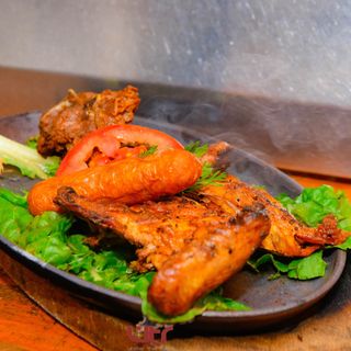 Grilled Lamb Chops, Chicken, Pork Chops & a Sausage