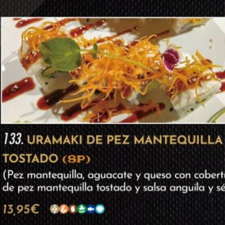 Uramaki de pez mantequilla tostado