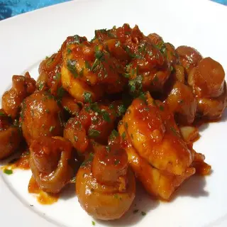 Gambas con Champiñones