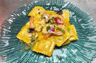 Ravioli Relleno De Langostinos