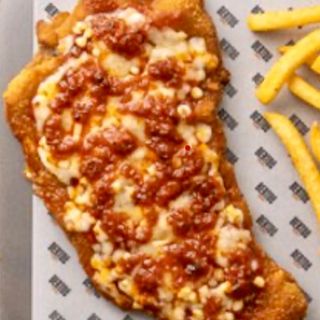 Milanesa de pollo sobrasada y miel 