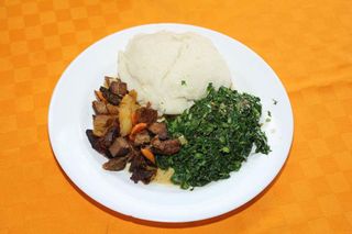 1/2 Dry fry goat, sukumawiki, posho 