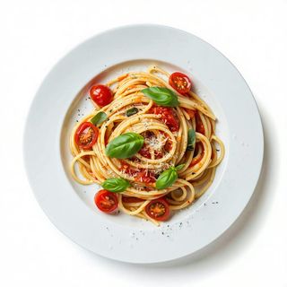 Spaghetti ai pomodorini e basilico