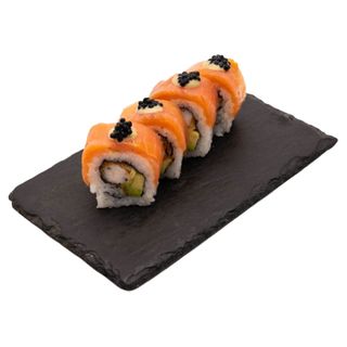 uramaki salmón ahumado relleno de aguacate , bandeja (6 uds.)