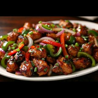 Beef with onion and green chili 