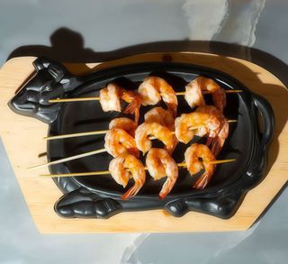 Spiedini di gamberi alla piastra