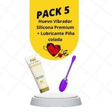 Pack 5 Huevo Vibrador Silicona Premium + Lubricante Piña Colada