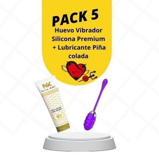 Pack 5 Huevo Vibrador Silicona Premium + Lubricante Piña Colada
