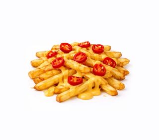 Fryty domowe z sosem serowym i red jalapeno