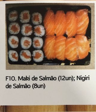F10. Maki de Salmão 12 e Nigiri de Salmão 8