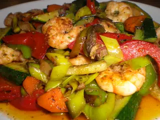 Wok De Verduras Y Langostinos