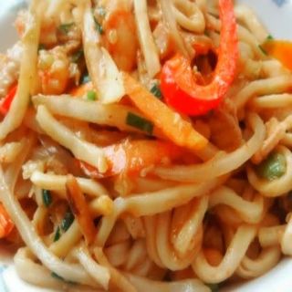 Tallarines Fritos Con Gambas