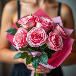 Ramo 6 rosas de color rosa