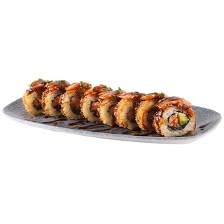 Chrupiące uramaki łosoś teriyaki