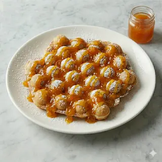 Bubble waffle con marmellata di albicocche