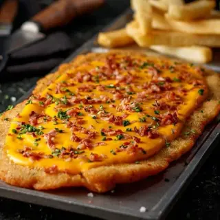 MILANESA CHEDDAR Y BACON CON GUARNICION (1 sola a eleccion)