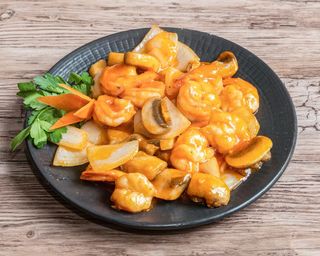 Gambas Con Champiñones