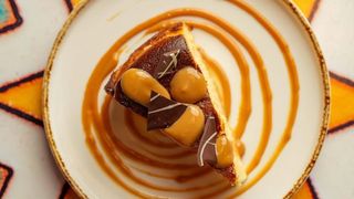 Tarta queso con dulce de leche