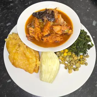 Matooke Sweet Potatoes and Dry Fish Soup