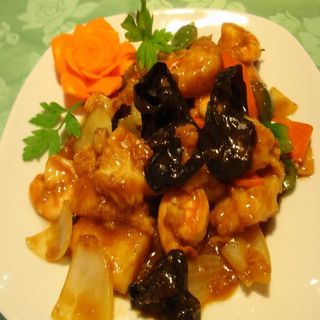 Gambas Con Setas Chinas Y Bambú