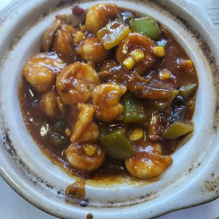 373 Gamberetti infuocati con verdure