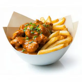 Pollo Al Curry Oriental Con Papas Fritas