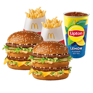 2x (BigMac + frytki małe) + średnia Lipton Ice Tea