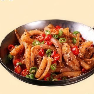 94 patas de calamar parrilladas con verduras 