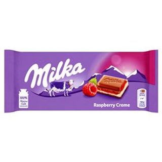 Czekolada mleczna z nadzieniem malinowym Milka . 0.1кг