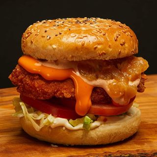 Crispy burger cheese first