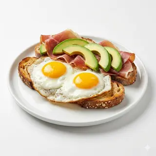 Huevos Plancha Con Aguacate Y Jamón