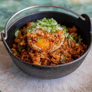  Arroz jazmín con langostino y huevo eco