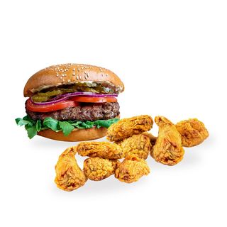 Standard Burger + 8 szt skrzydełek