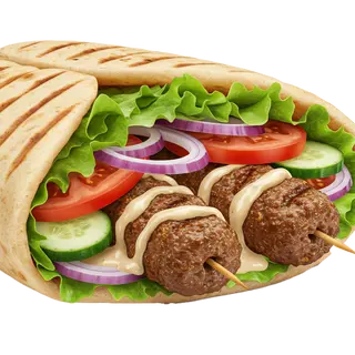 Box Sandwich Kebab Viande  (2 brochettes) 