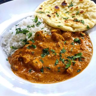 Chicken Tikka Masala, Veg Curry, Butter Naan and Rice
