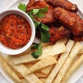 Fried yam and chicken / turkey normal size