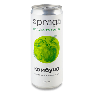 Напій Spraga Комбуча яблуко та груша з/б (0,33л)